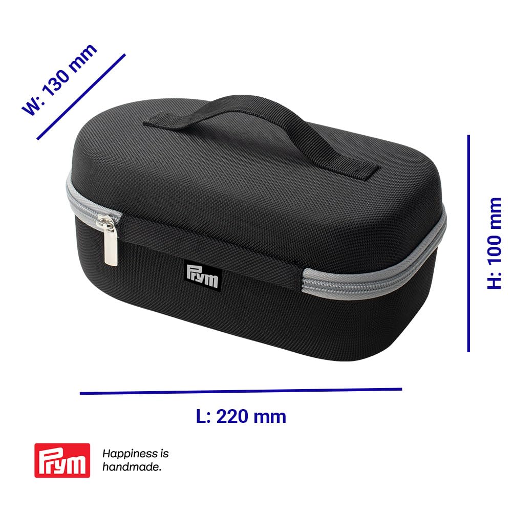 Prym Mini Dampfbügeleisen schwarz mit Silikonablage & Aufbewahrungs-Case im Set | 400W, einstellbare Temperatur (110–240V) | ideal für Nähen, Patchwork & Reisen