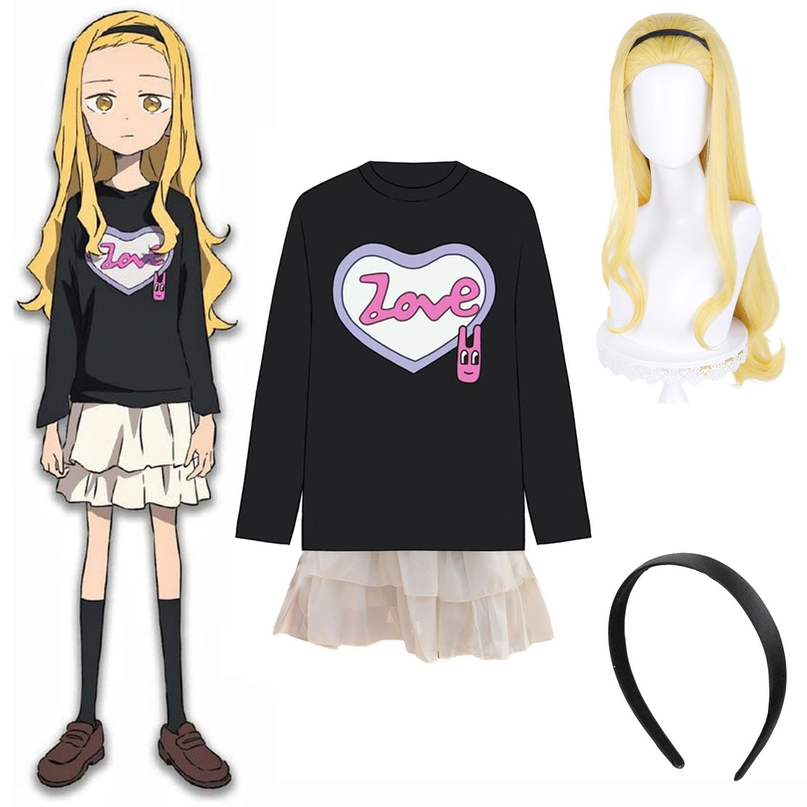 タコピーの原罪 雲母坂まりな コスプレ 衣装 ウィッグ フルセット　タコピー Amazon.co.jp: [PPluna] LOVE タコピーの原罪 まりな コスプレ