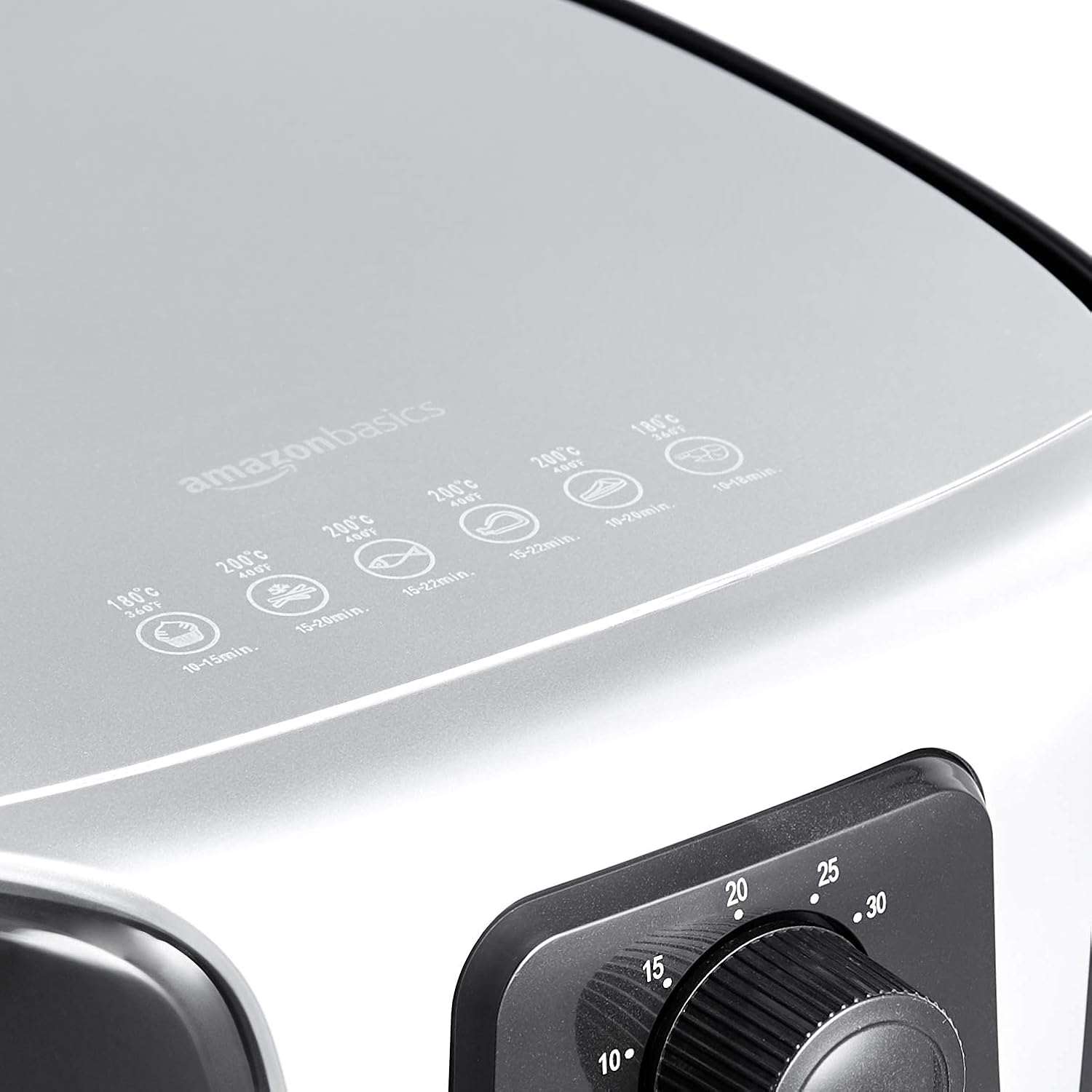 Air fryer top panel with cooking presets