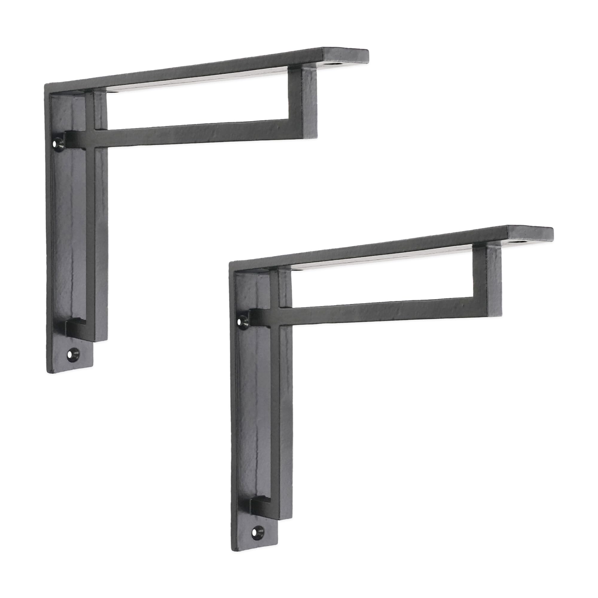 Infinity Decor Staffe da parete in ghisa, ornate, resistenti, per mensole, mensole da cucina e soggiorno, confezione da due in finitura nera, 230 mm x 160 mm