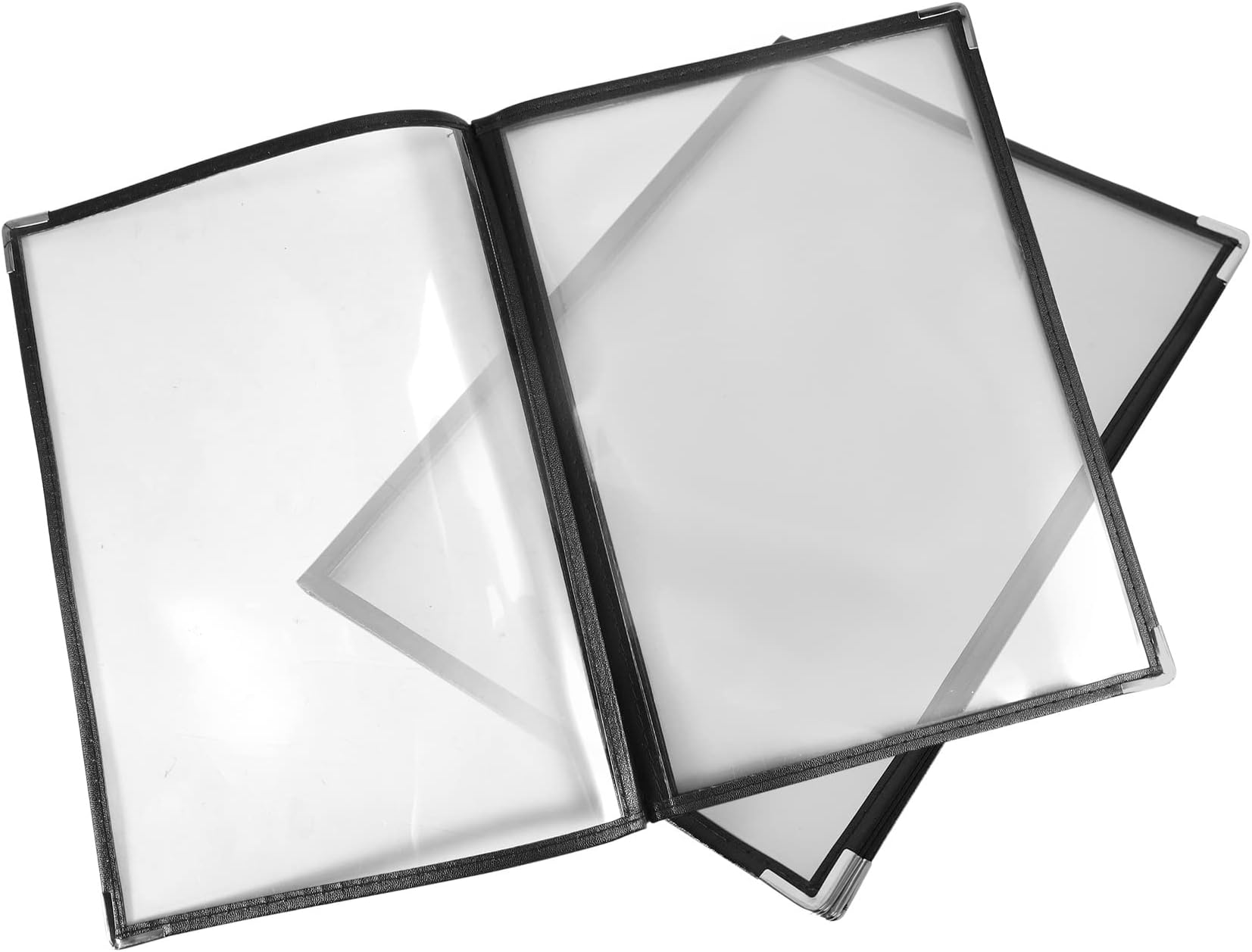 2Pcs Transparent Restaurant Menu Covers for A4 Size Book Style Cafe Bar 4 Pages 8 View