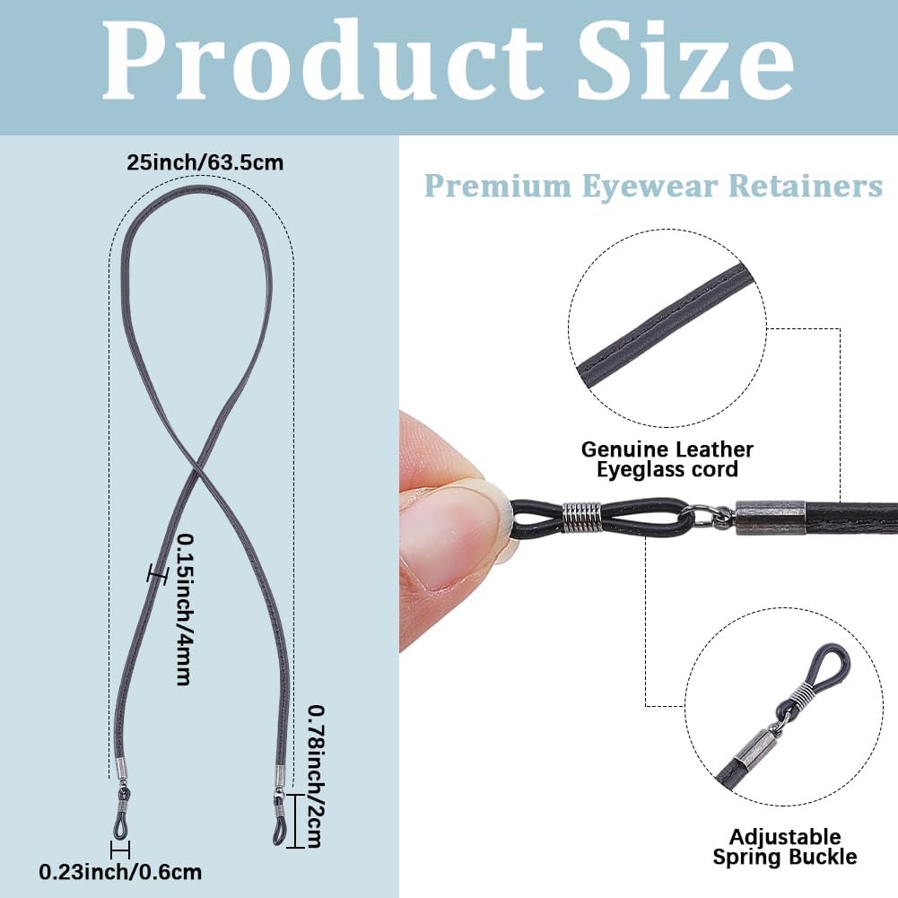 Genuine Leather Glasses Strap Eyeglass Retainer Universal Glasses Lanyard Cord Adjustable