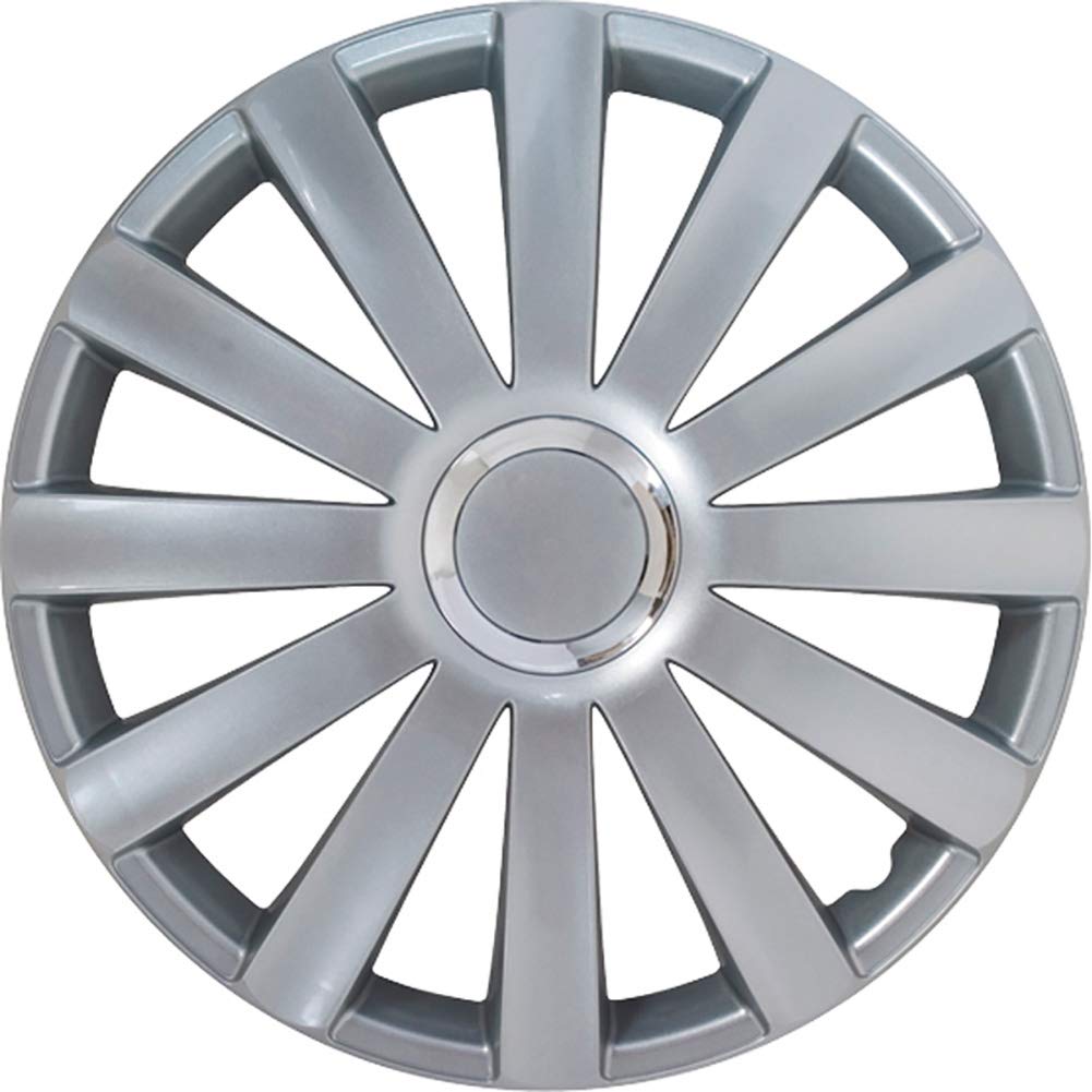 AUTO-​STYLE Jeu d'enjoliveurs Spyder 13-​inch argent + anneau chromé