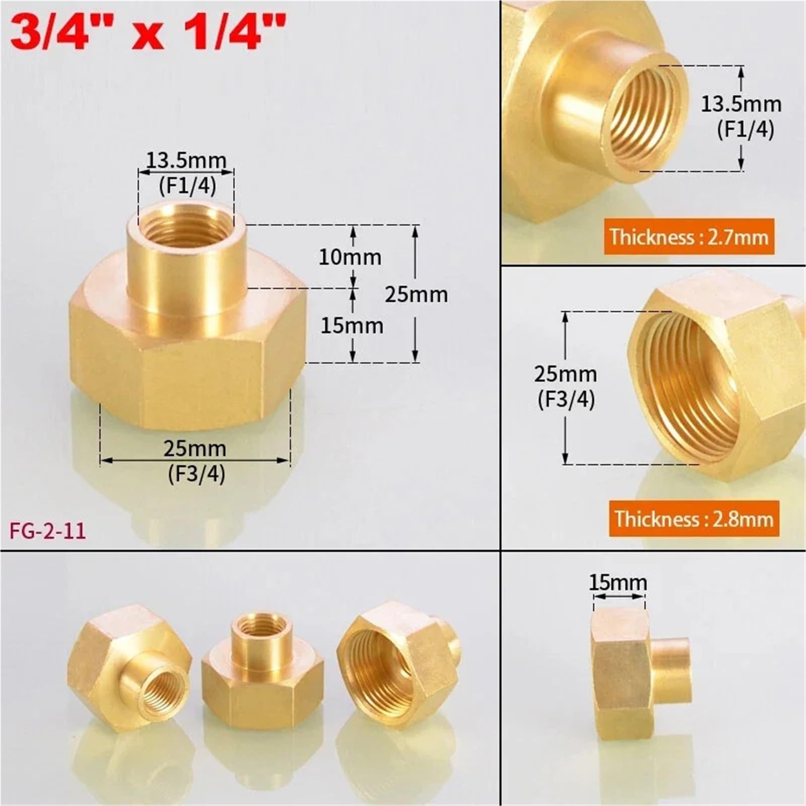 1~5 stücke Messing Weibliche Reduzierhülse 1/8 "1/4" 3/8 "1/2" 3/4 "1" BSP Gewinde Hex Rohr Fitting for Wasser Gas Für Sanitärinstallationen