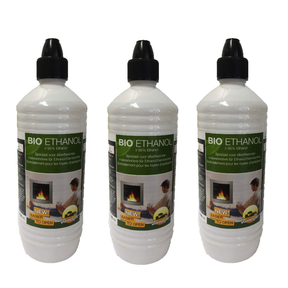 3 botellas de gel de etanol de 1 litro para chimeneas de pared