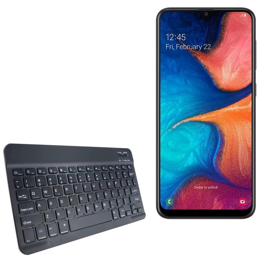 BoxWave Keyboard Compatible with Samsung Galaxy A20 - SlimKeys Bluetooth Keyboard, Portable Thin with Chiclet-Style Keys - Jet Black