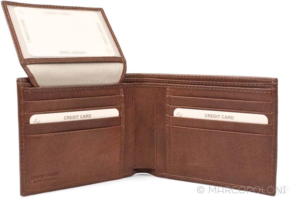 LIRA - Men's Italian Leather Wallet with Privacy ID Flap (Brown)