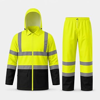 FORESTER Class 3 Hi-Vis Rain Suit - Waterproof Jacket & Pants | Heavy Duty Rain Gear for Men & Women | Reflective