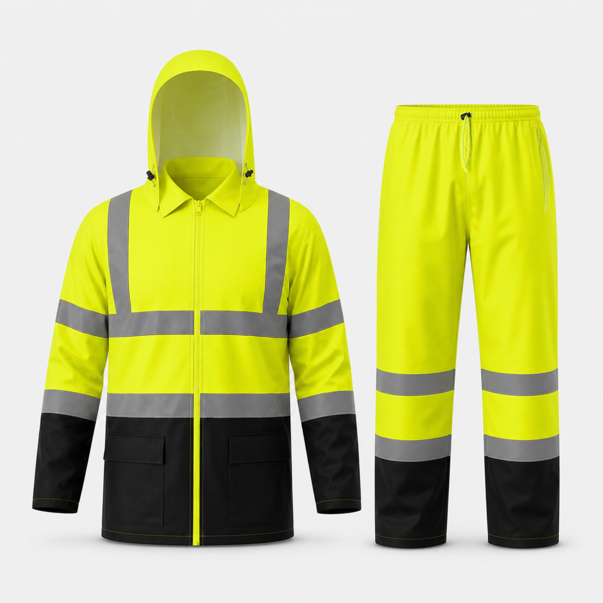 FORESTER Class 3 Hi-Vis Rain Suit - Waterproof Jacket &amp; Pants | Heavy Duty Rain Gear for Men &amp; Women | Reflective