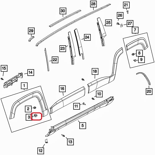 Miniatura 4 de Rexka Clip de moldeo lateral del cuerpo de la puerta trasera 68241251AA compatible con Jeep 15-20 Renegade Chrysler 68241251-AA