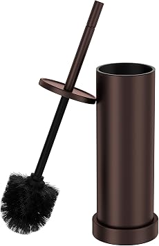 Toilet Brush and Holder Set 304 Stainless Steel Heavy Duty Toilet Bowl Brush and Holder with Removable Inner Bowl and Splash Protection, Modern Long Handle Bathroom Cleaning Tool