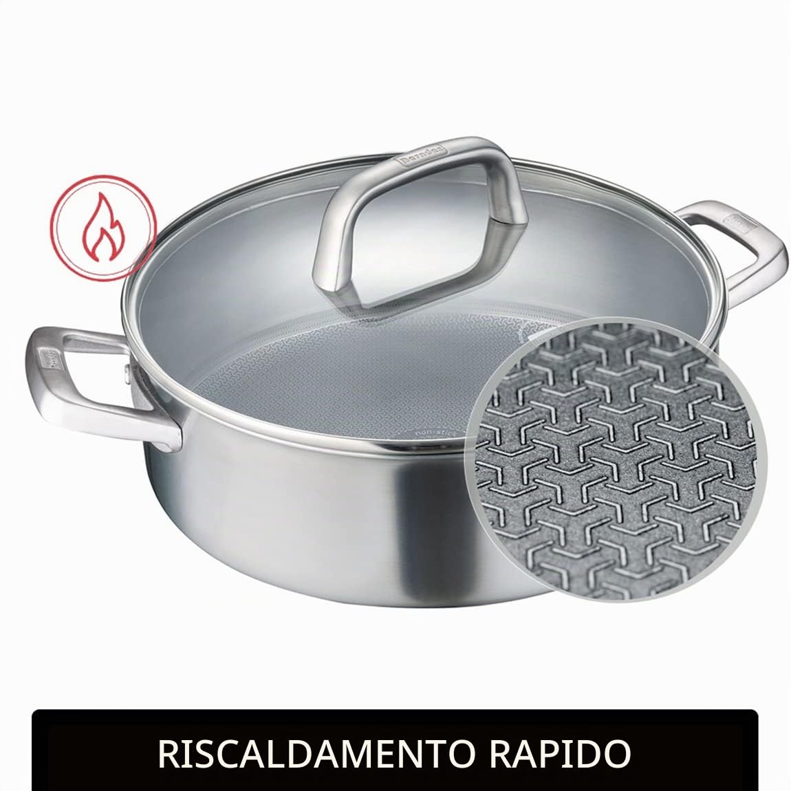 Berndes Padella Tricion Resist 28 cm, padella da portata estremamente resistente ai graffi, riscaldamento rapido, con coperchio, antiaderente
