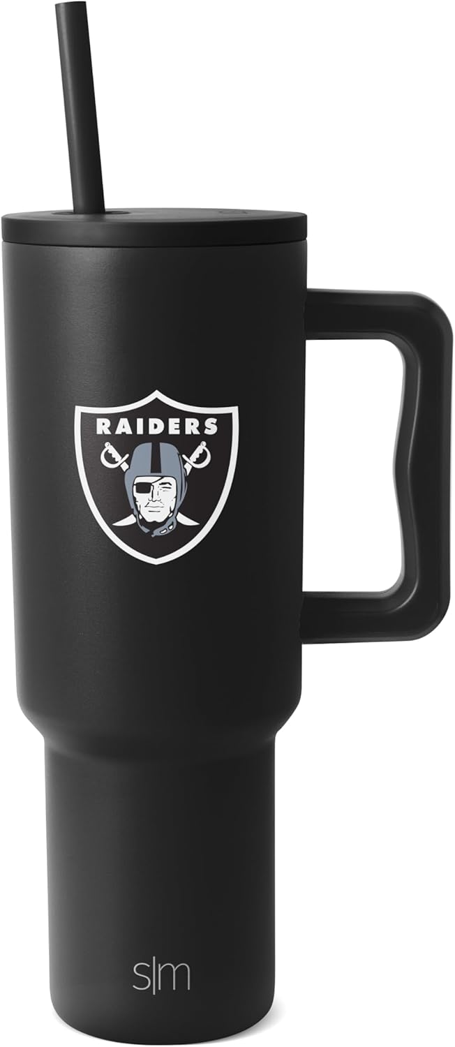 Simple Modern Officially Licensed NFL 40oz Tumbler with Handle and Straw Lid | Football Thermos Gifts for Men, Women, Christmas | Trek Collection | Las Vegas Raiders