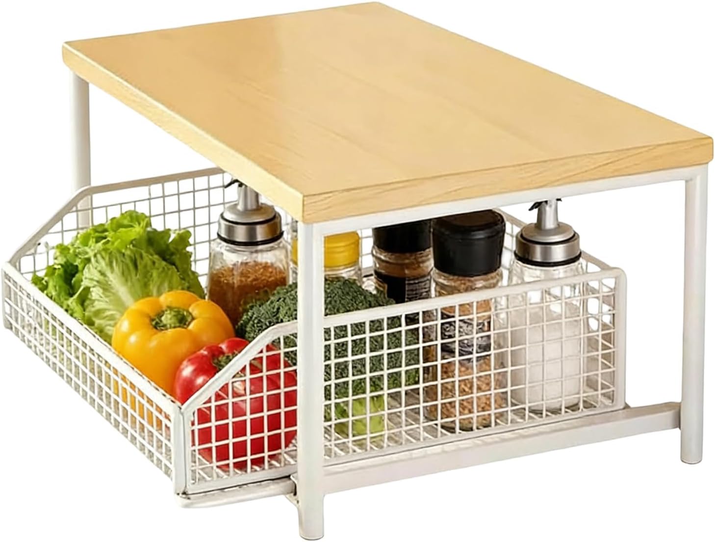 Portable Sto Rack 14.57x10.24x7.09 Inches Tiered Metal Stand Space Saving Shelf Stable Design for Kitchen & Household Versatile Veal Holder Essential Kitchen Accessory