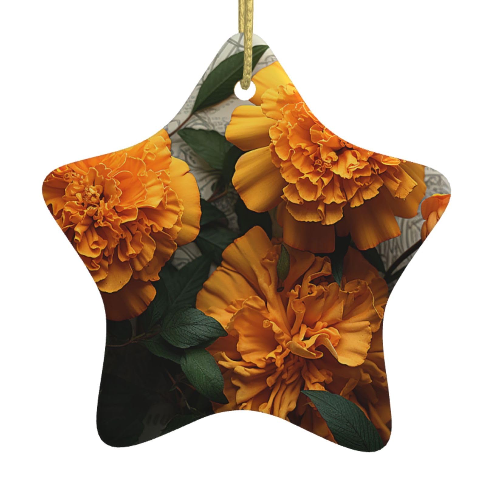 Fodpand Women's White Marigold Christmas Ornaments 2025, Gift Exchange For Men, Collectible Ceramic Ornament Star Hanging Ornaments For Christmas Tree Decoration