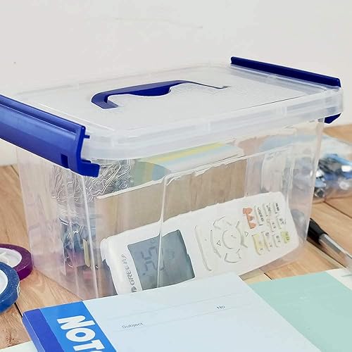 Miniatura 5 de Caja de almacenamiento transparente de 3 L, pequeñas cajas de plástico con cierre de almacenamiento, paquete de 6