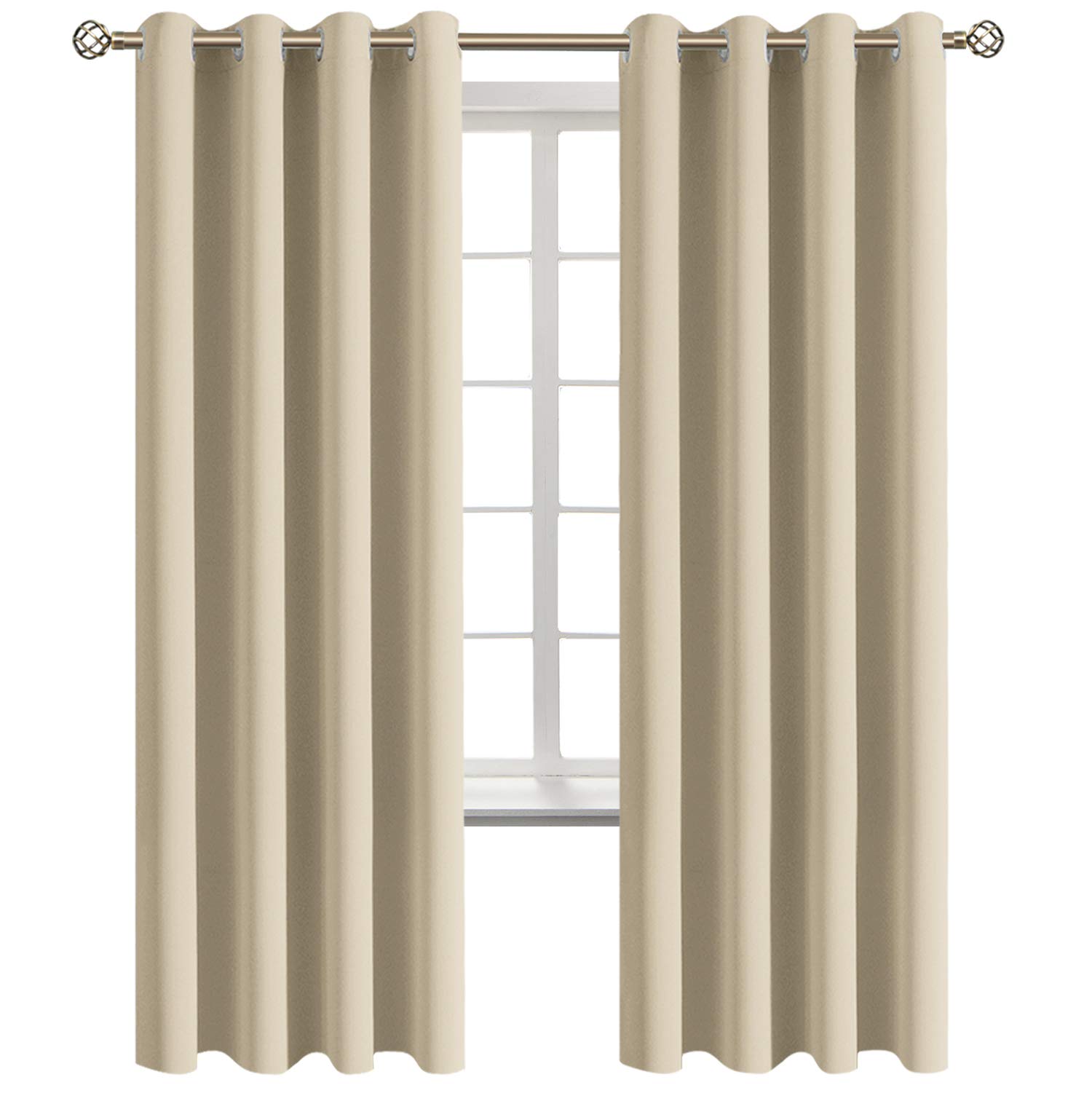 BGment Room Darkening Curtains 72 Inches Long - Grommet Thermal Insulated Drapes Window Treatment Curtains for Bedroom, 2 Panels, 52 x 72 Inch, Beige
