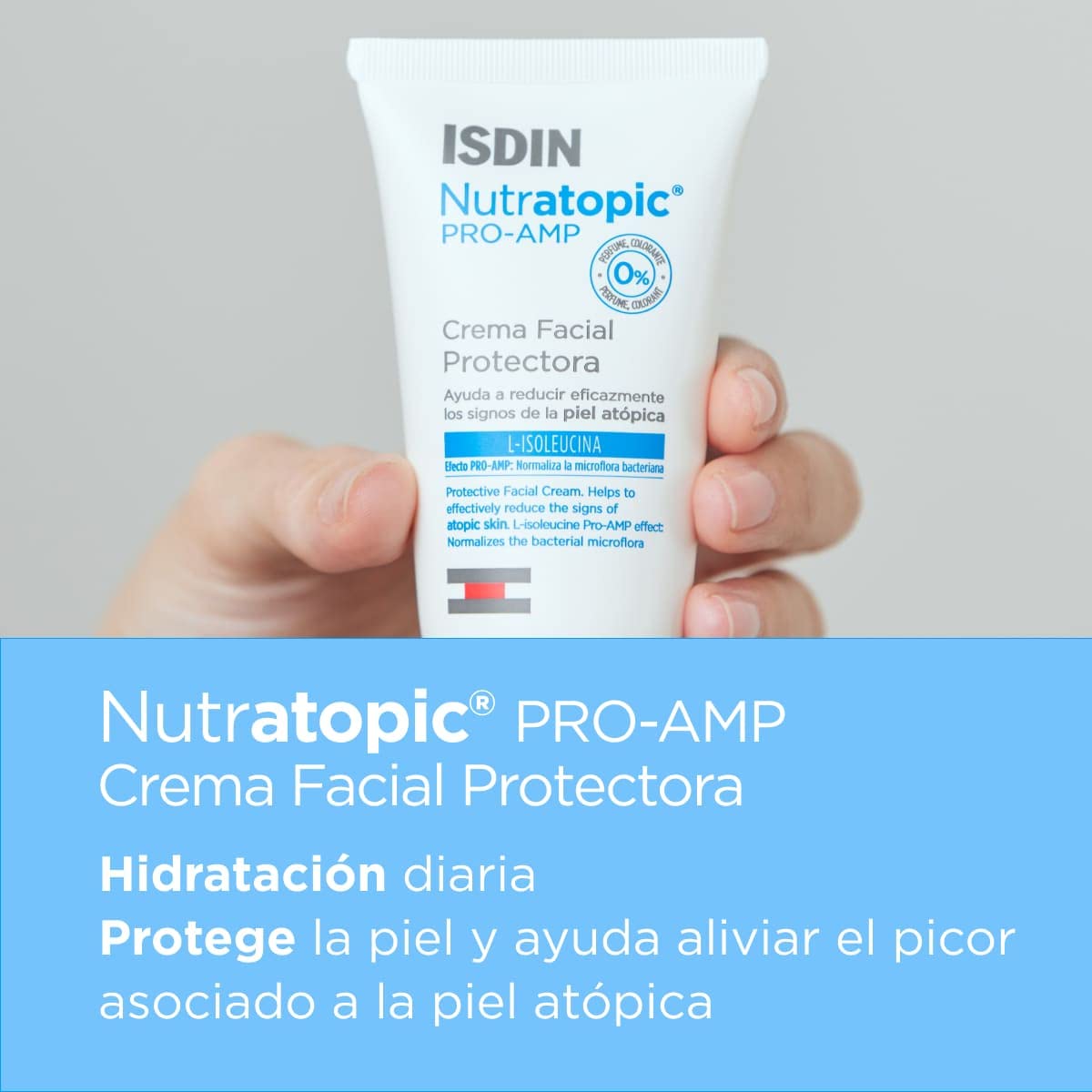 ISDIN Nutratopic Pro-AMP Crema Facial, Crema Facial Protectora, Ayuda a Mejorar los Signos de la Piel Atópica