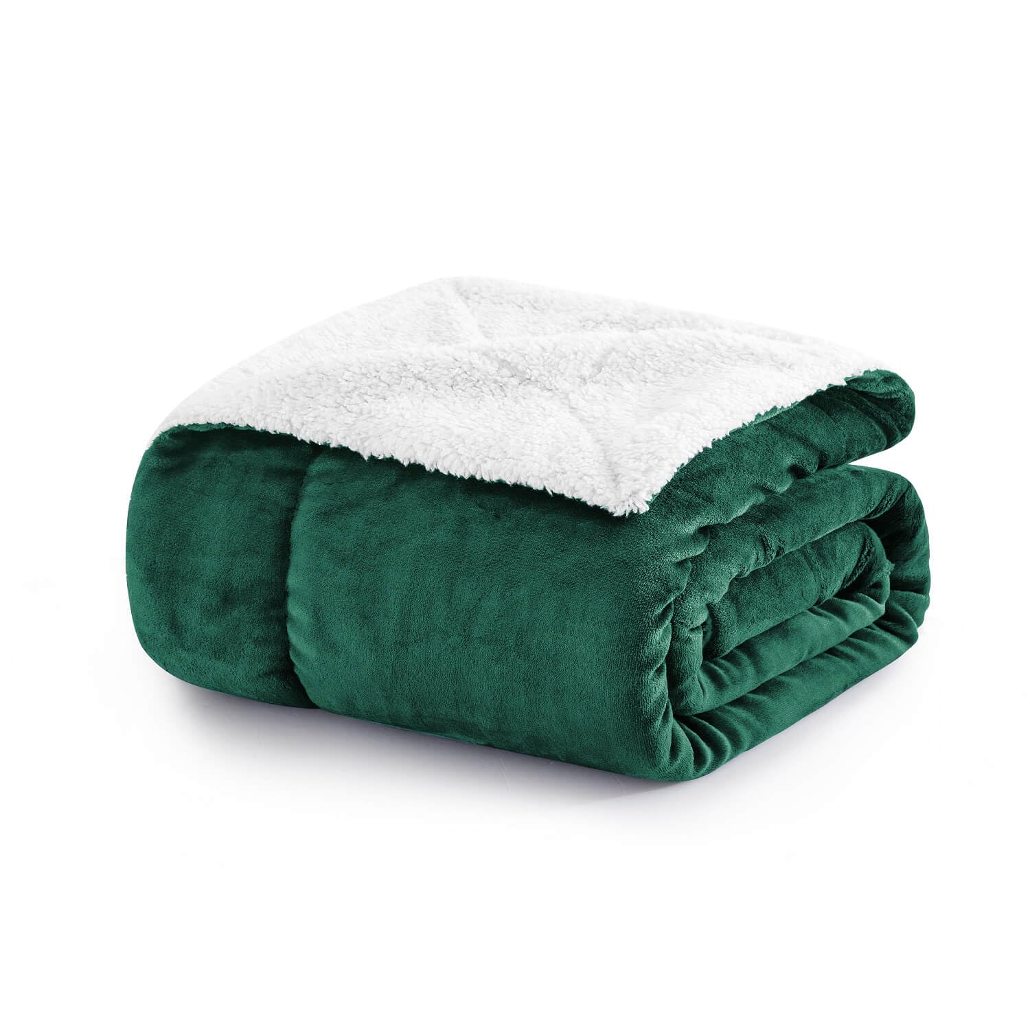 MOONLIGHT20015 Sherpa Fleece Throw Blanket - Fluffy Warm & Soft Blankets for Bed Sofa and Couch (Emerald, Queen)