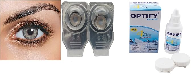 Jackals Combo Pack Monthly Color Contact Lenses With Solution (Zero Power,Grey)