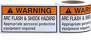 100 PCS Arc Flash and Shock Hazard Label - Warning Sticker PET Material for Electrical Outdoor Waterproof & UV Resistant, 4 x 2 Inches