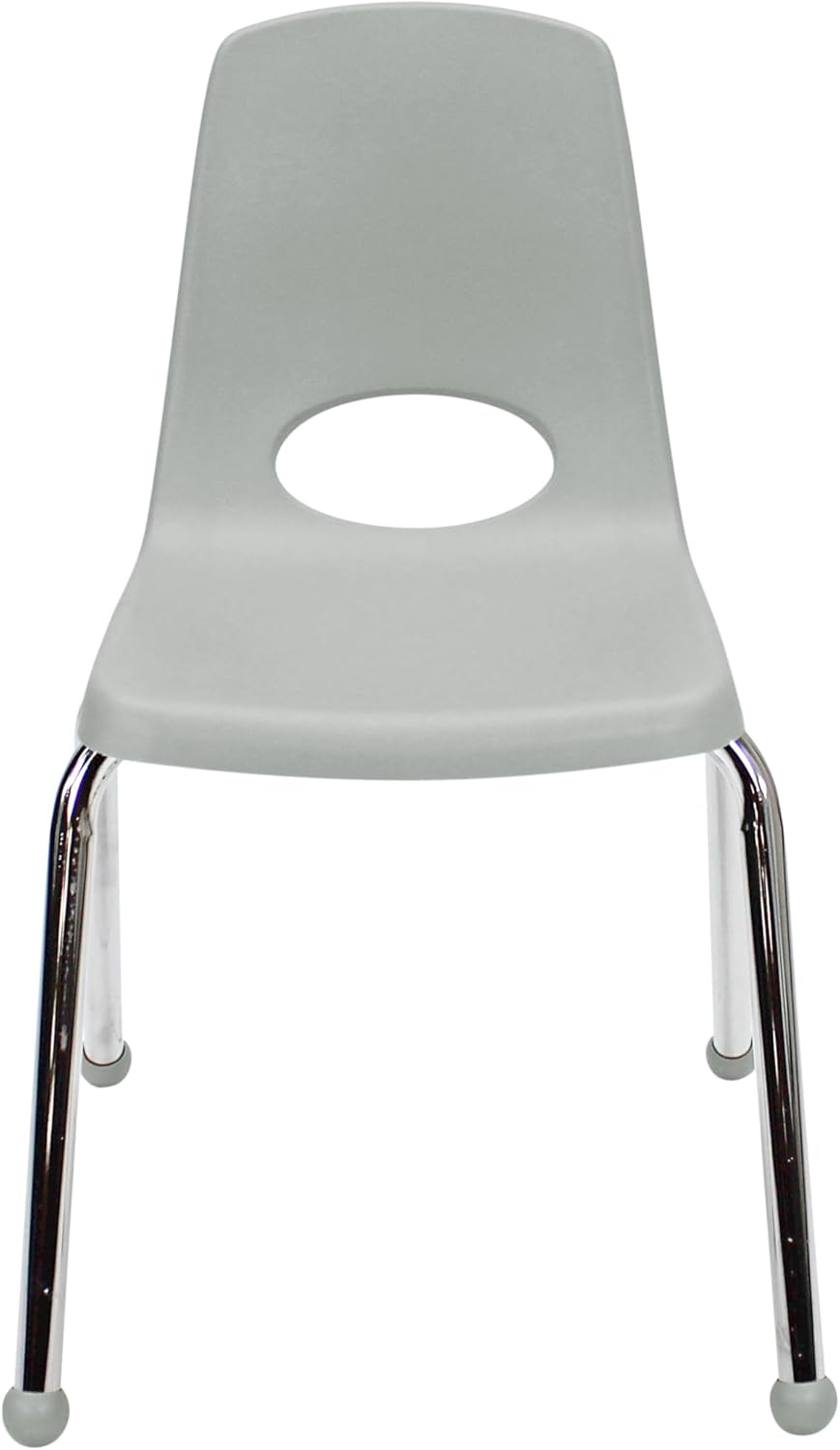 FDP 16" School Stack Chair,Stacking Student Seat with Chromed Steel Legs and Ball Glides For In-Home Learning or Classroom - Light Gray (4-Pack), 10382-LG