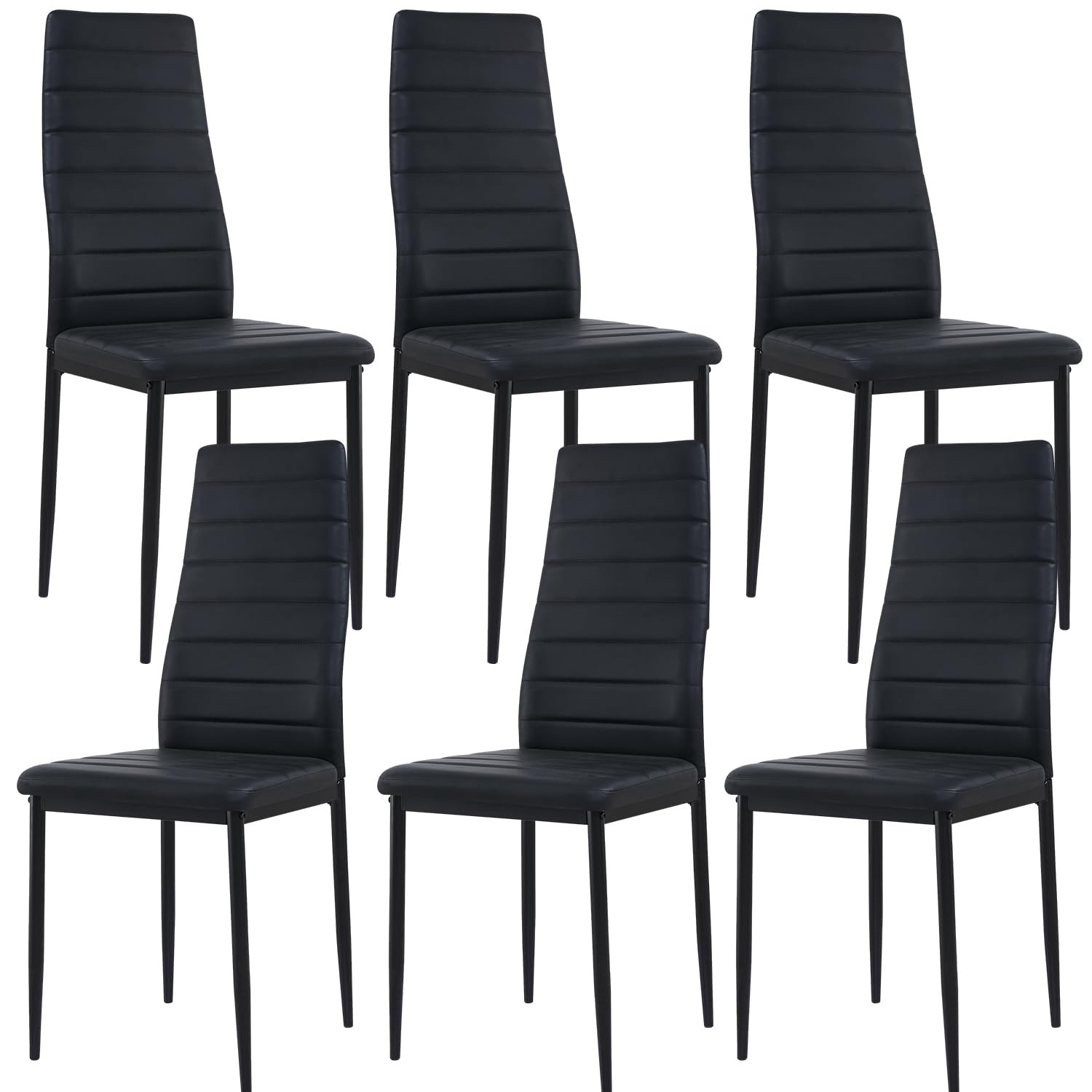 buybyroom Juego de 6 sillas de comedor Negro, sillas de cocina modernas con patas de metal, sillas tapizadas, Fácil de montar, adecuado para comedor, salón, cocina