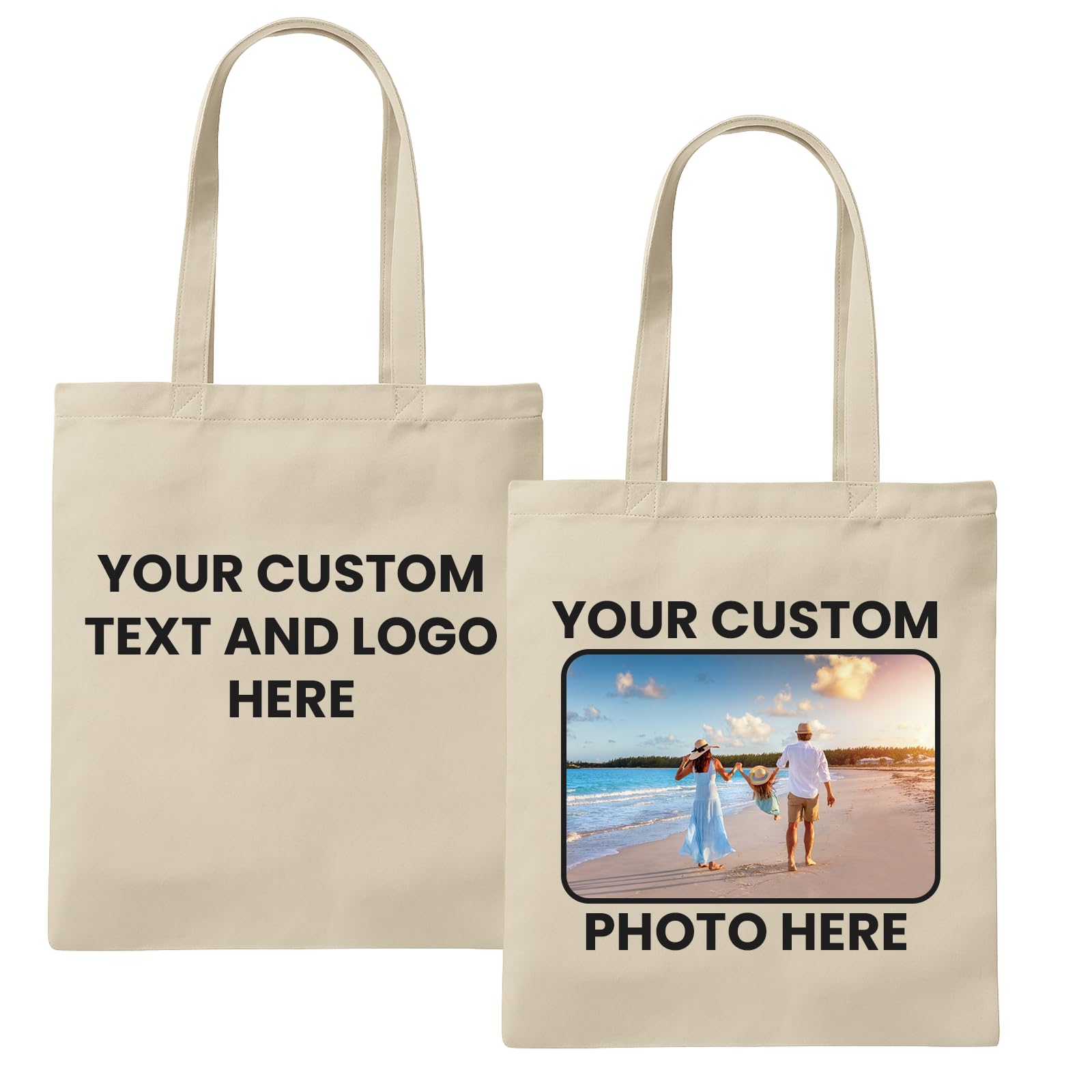 Belarte Personalized Tote Bag with Custom Text, Photo, or Logo | 100% Cotton Reusable Shopping, Gym & Beach Bag | Custom Gift for Women, Teachers, Birthdays & Mother’s Day (Natural)