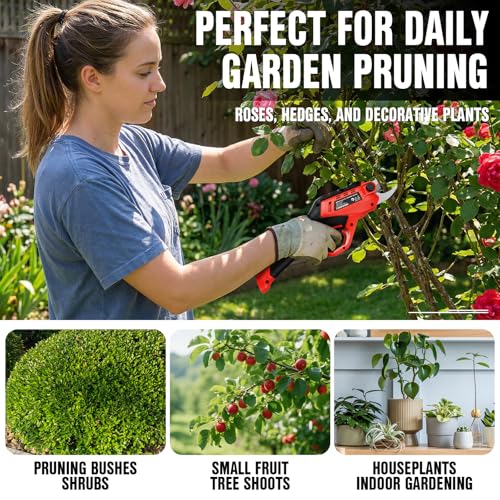 EWORK Cordless Electric Pruning Shears 4.2V Rechargeable 4000mAh Battery, 0.7 Inch Cutting Diameter, 2 SK5 Blades Tool Replacement, Handheld Pruner for Garden Tree Branch Trimming by EWORK - Image 7
