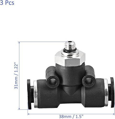 Miniatura 3 de M METERXITY Paquete de 3 accesorios de bloqueo de rosca macho M5  Unión de mamparo en T, accesorios de empuje para conectar, se aplica al sistema