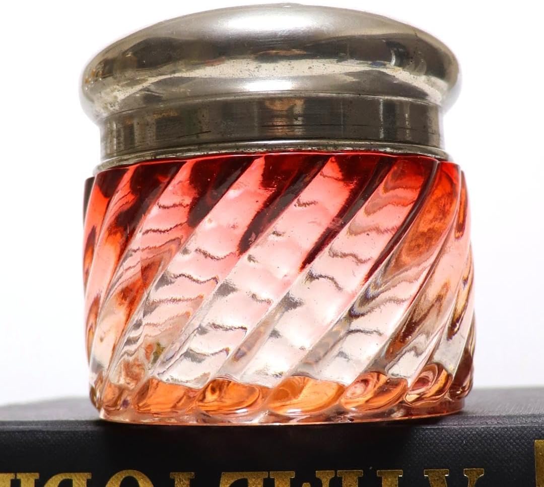 オールド・バカラ 稀少 バンブー ローズ 銀装飾 蓋物 グラデーション 小物入れ オールド・バカラ 稀少 バンブー ローズ 銀装飾 蓋物 グラデーション