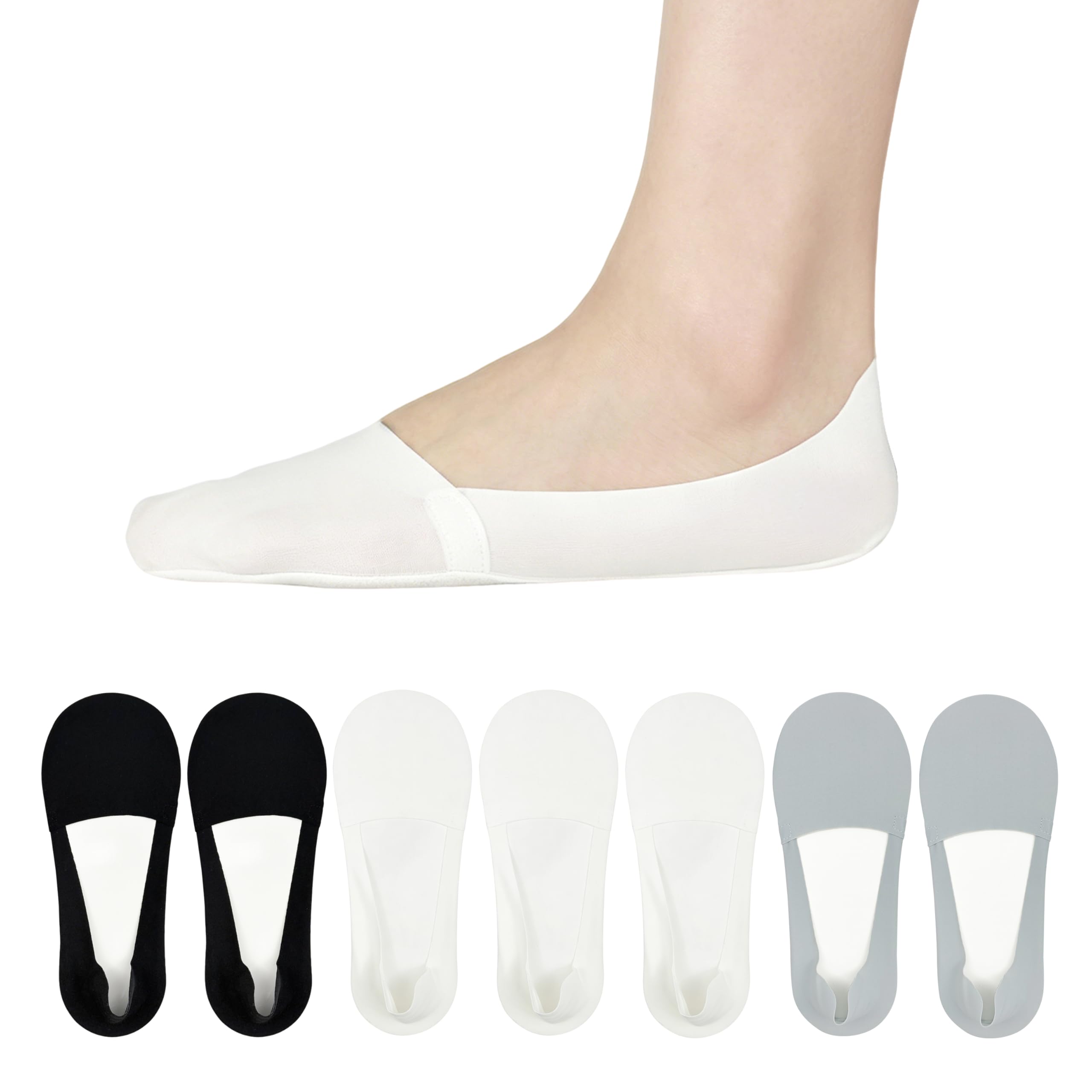View 1 of *** 2 PAIRS *** STARNAL No Show Socks Womens Low Cut Non Slip Thin Silk Nylon Footies Invisible Liner Socks for Flats Loafers 7 Pairs