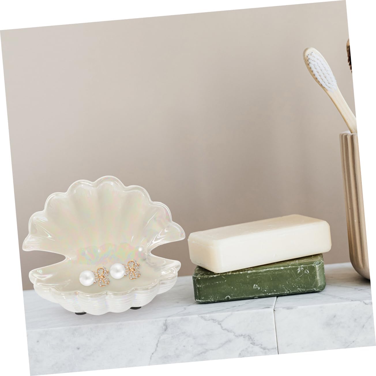 Mini Seashell Trinket Dish Decorative Jewelry Box for Keys and Small Items White Clam Shape Storage Organizer for Home Decor and Party Favors