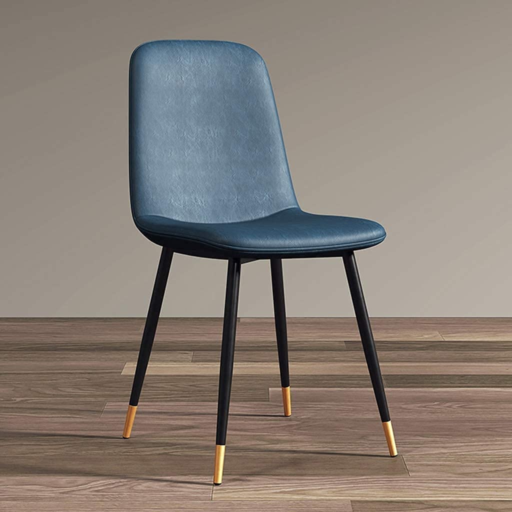Chaises de salle à manger modernes en cuir PU bleu avec pieds en métal confortables pour salon de loisirs chaises d'angle pour cuisine et salle à manger