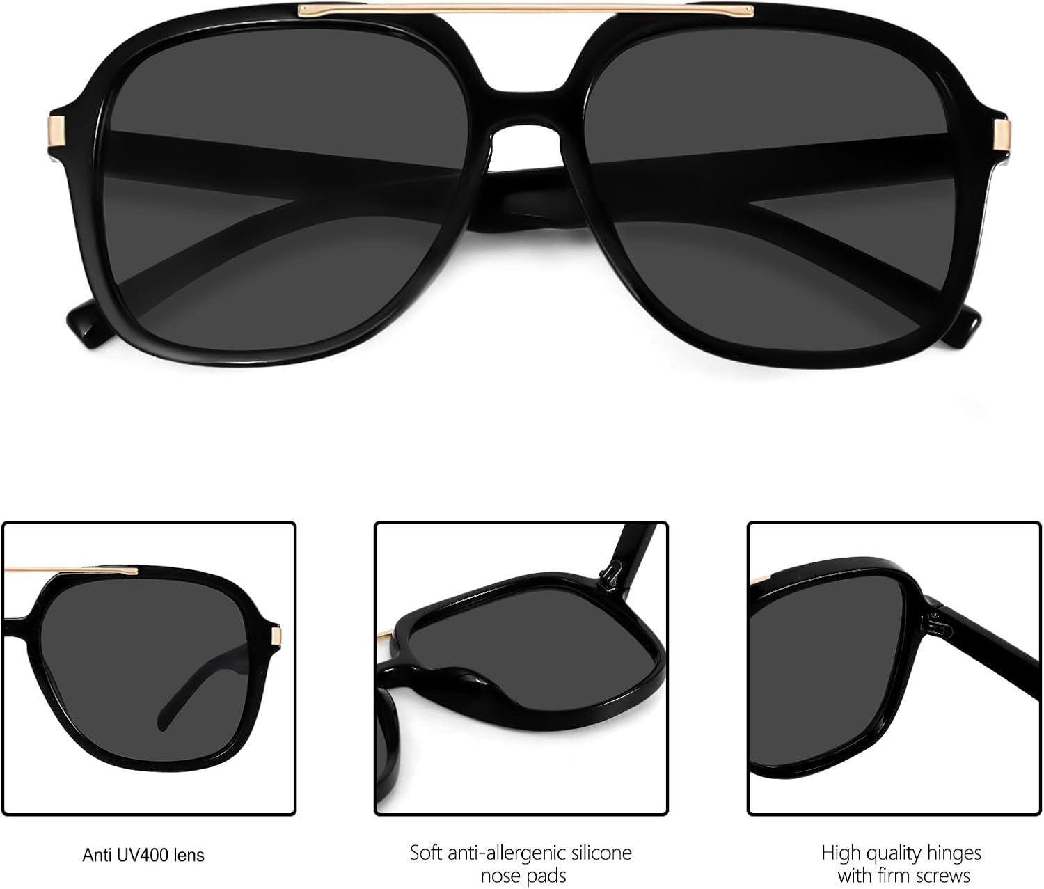 Retro Aviator Sunglasses for Women Men 2026 Square Top Bar Sun Glasses Sunnies 70s Lightweight Shades - Image 5