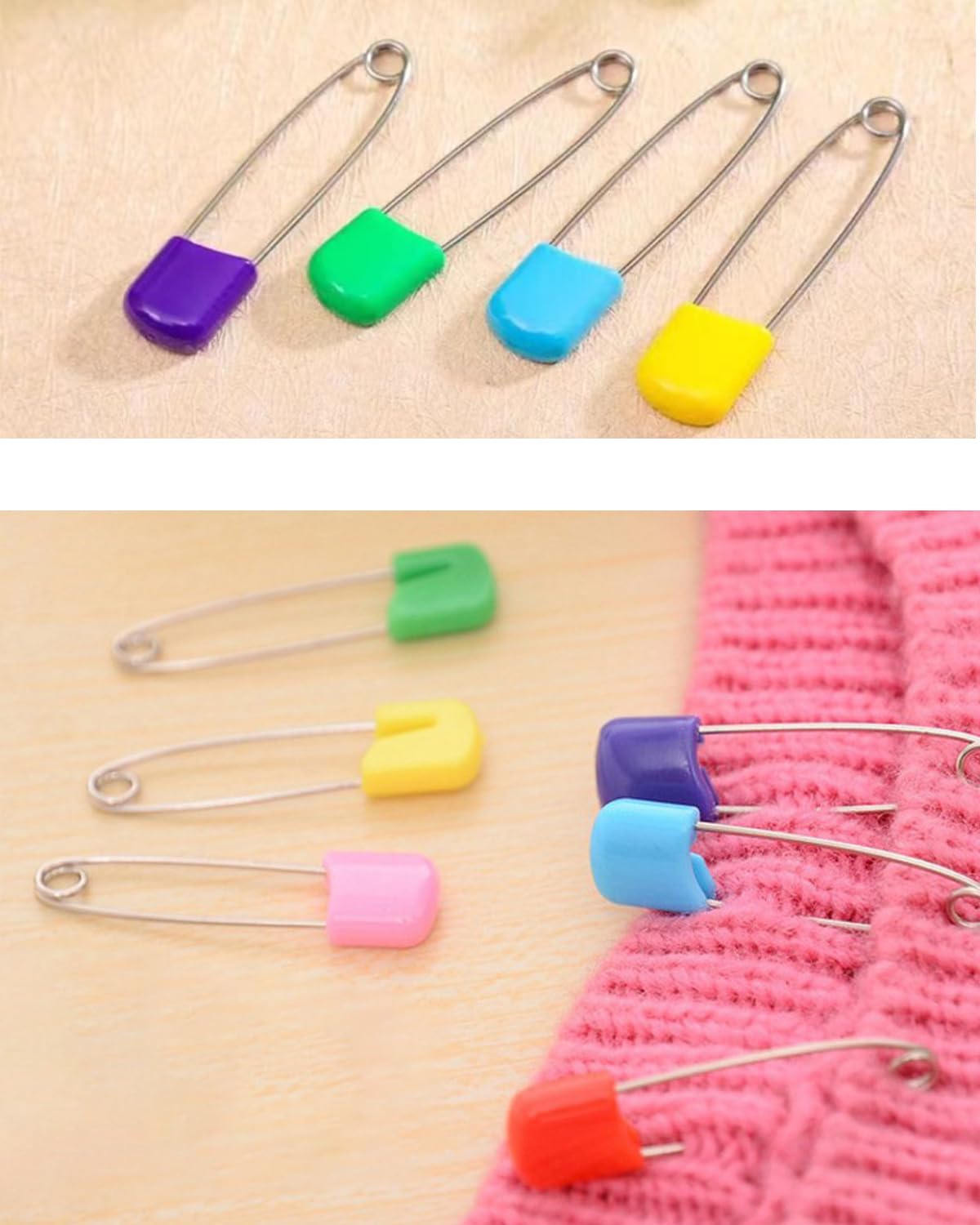 60 piezas de imperdibles grandes - imperdibles imperdibles de colores cierre de bloqueo de plástico, con cierre de seguridad de cabeza de plástico para bloquear pañales, ropa (multicolor)