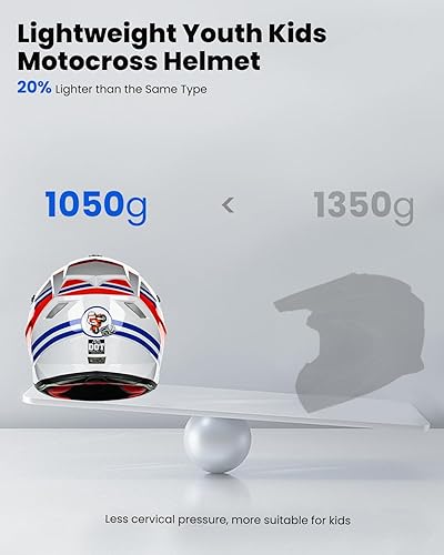 Miniatura 4 de ILM Casco ATV Juvenil para Niños Dirt Bike Motocross BMX Todoterreno Motocicleta Go Kart Casco DOT ECE Modelo Z705 (Corredor Clásico, XL)