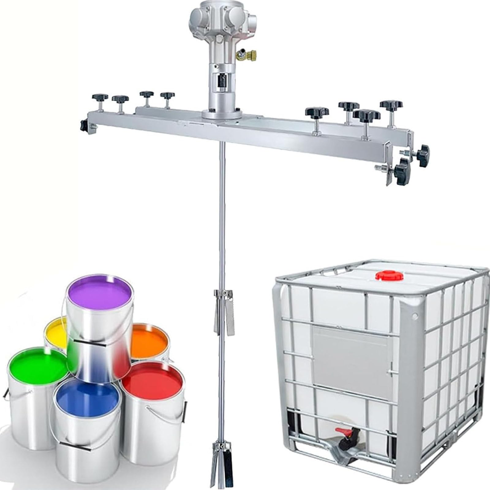 Miscelatore Vernice IBC,Macchina Miscelatrice Pneumatica del Serbatoio,con Gancio Supporto Regolabile 75-120 Cm,Elica Pieghevole,per L'agitatore del Dissolutore Dell'inchiostro