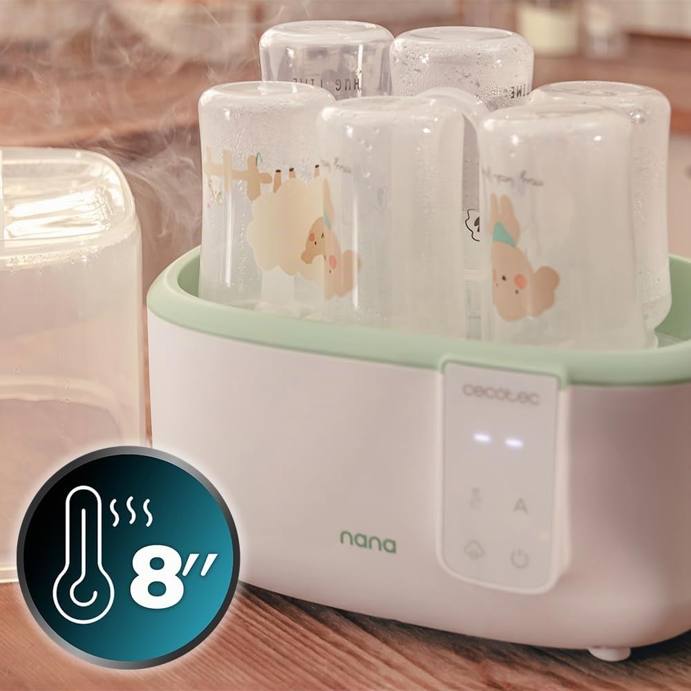 Cecotec Digitaler Sterilisator für bis zu 6 Fläschchen Nana BabyCare DigitalSterilizer, mit Saugerhalter, 8 Minuten Sterilisation und BPA-frei