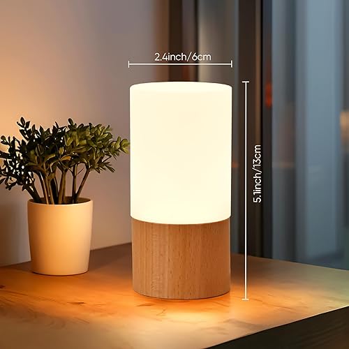 Miniatura 5 de Lámpara de mesa de madera LED pequeña, luz de noche de noche para dormitorio, iluminación LED regulable, decoración creativa para el hogar, casa