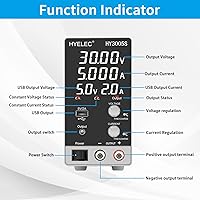 Vista 2 de Fuente de alimentación CC variable 30V 5A, Hyelec Fuente de alimentación regulada de conmutación ajustable con pantalla LED de 4 dígitos, ajustes