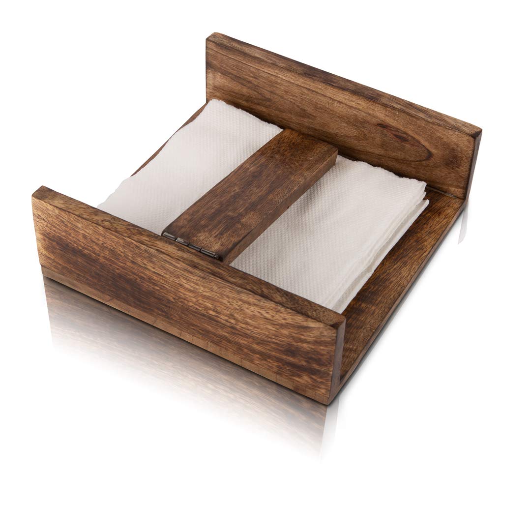 Decorative Wooden Napkin Tissue Paper Holder Dispenser Organizer Elegant Decor For Office Bedroom Nightstand Vanity Counter Top Bathroom Kitchen Dining Table Countertop Birthday Housewarming Gifts