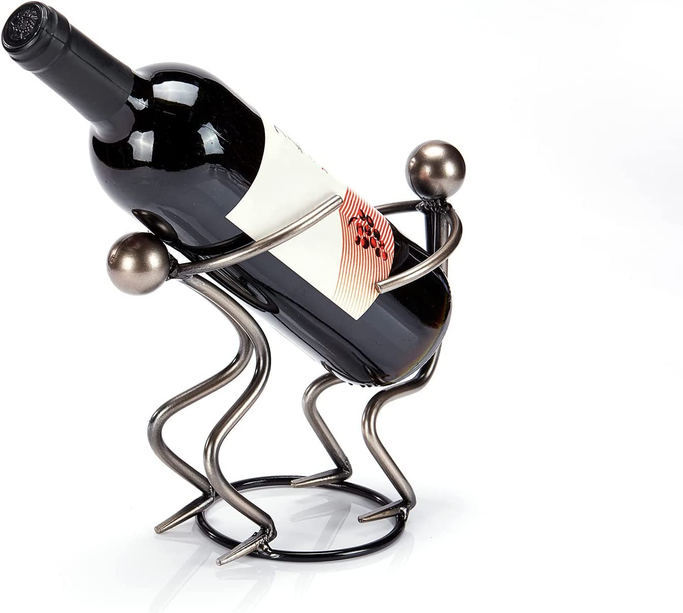 Lavish Craft Tabletop Wine Rack - Metallic Silver Freestanding Countertop Figurine Bottle Holder, Unique Gifts and Accessories for Wine Lovers (Silver Couple 2)-picture-27