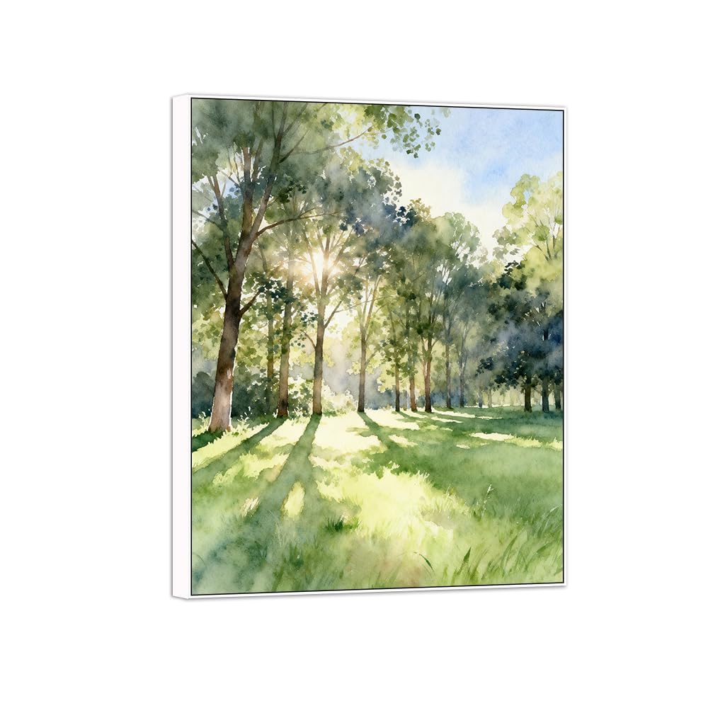 OZPWBVY Landscape Canvas Prints Tree Meadow. Home Decor 50x65cm White Frame