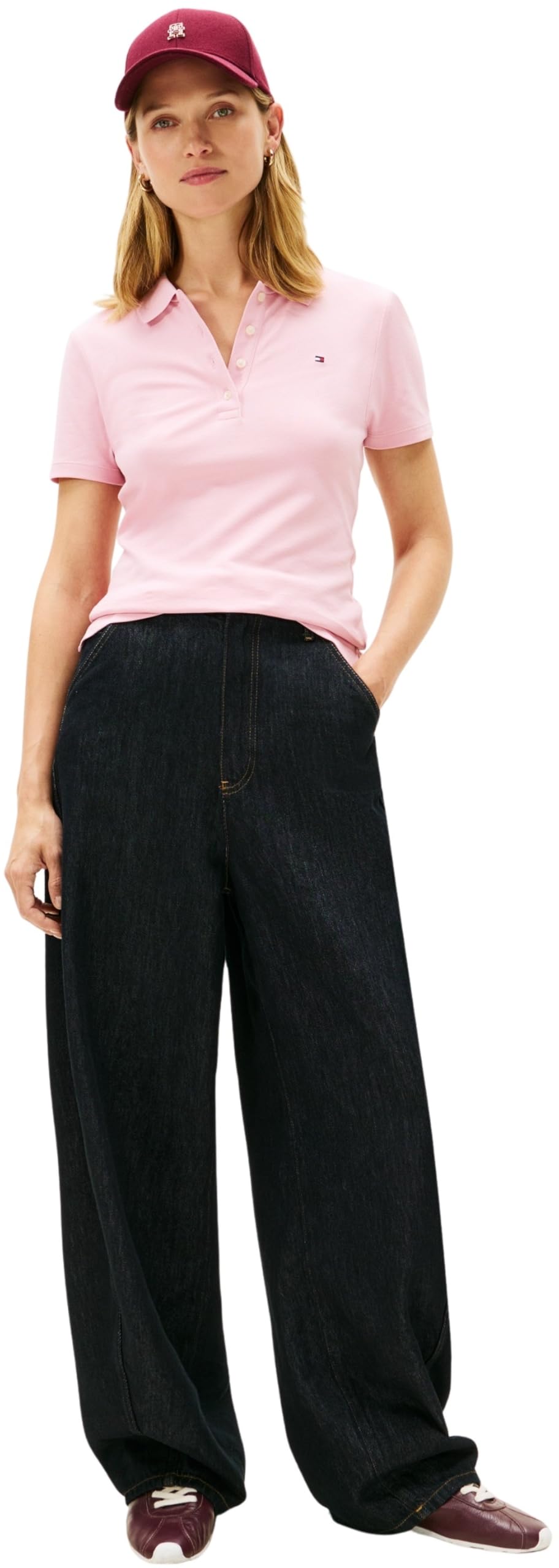 Tommy Hilfiger Polo de Manga Corta para Mujer Slim Fit