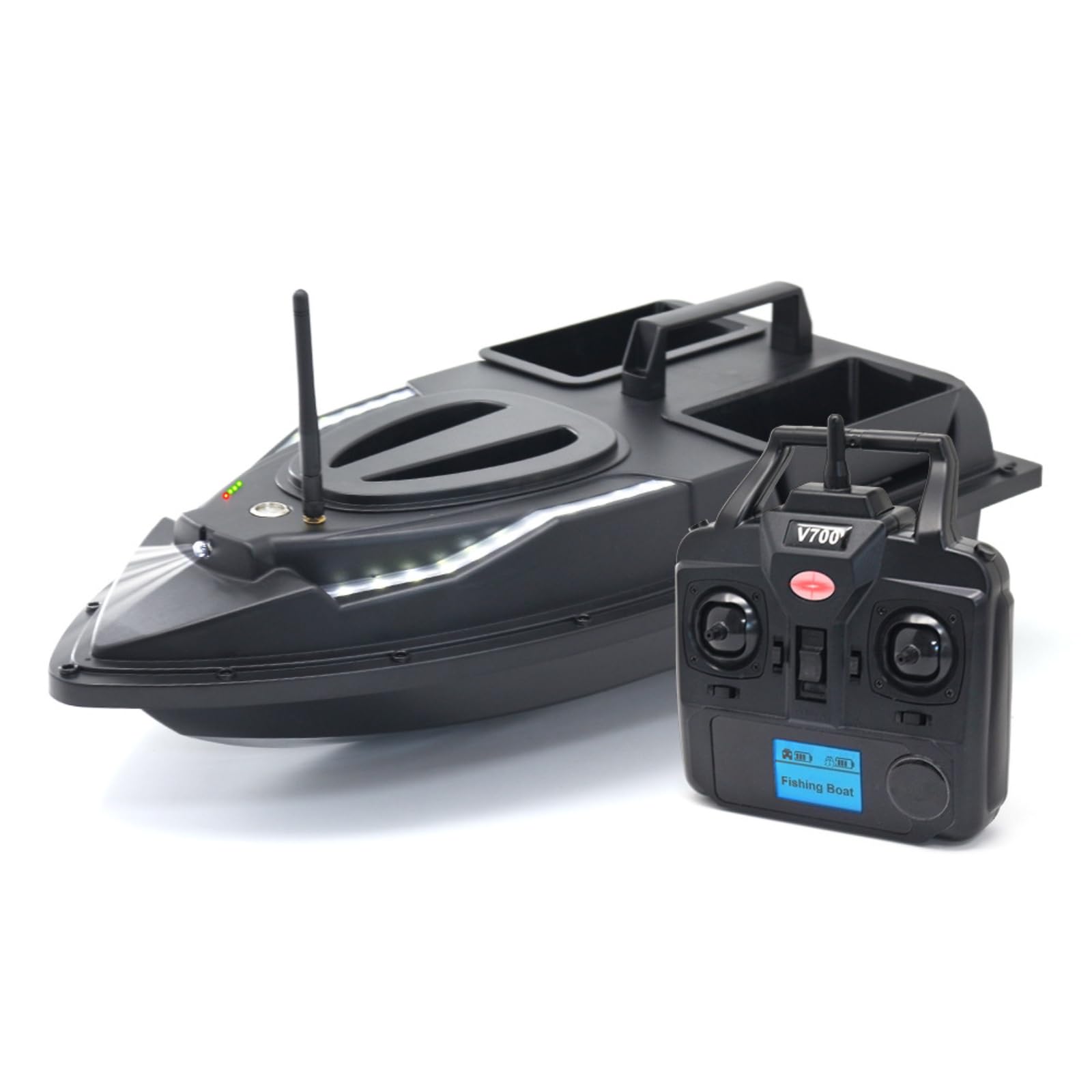 500m Ferngesteuert Futterboot Angeln Nachtangeln 5.4km/h Fischköder Köderboot mit LED-Navigator-Licht, Fernbedienung Futterboote Bait Boat Ferngesteuertes Köderboot, 1.5 KG Beladung
