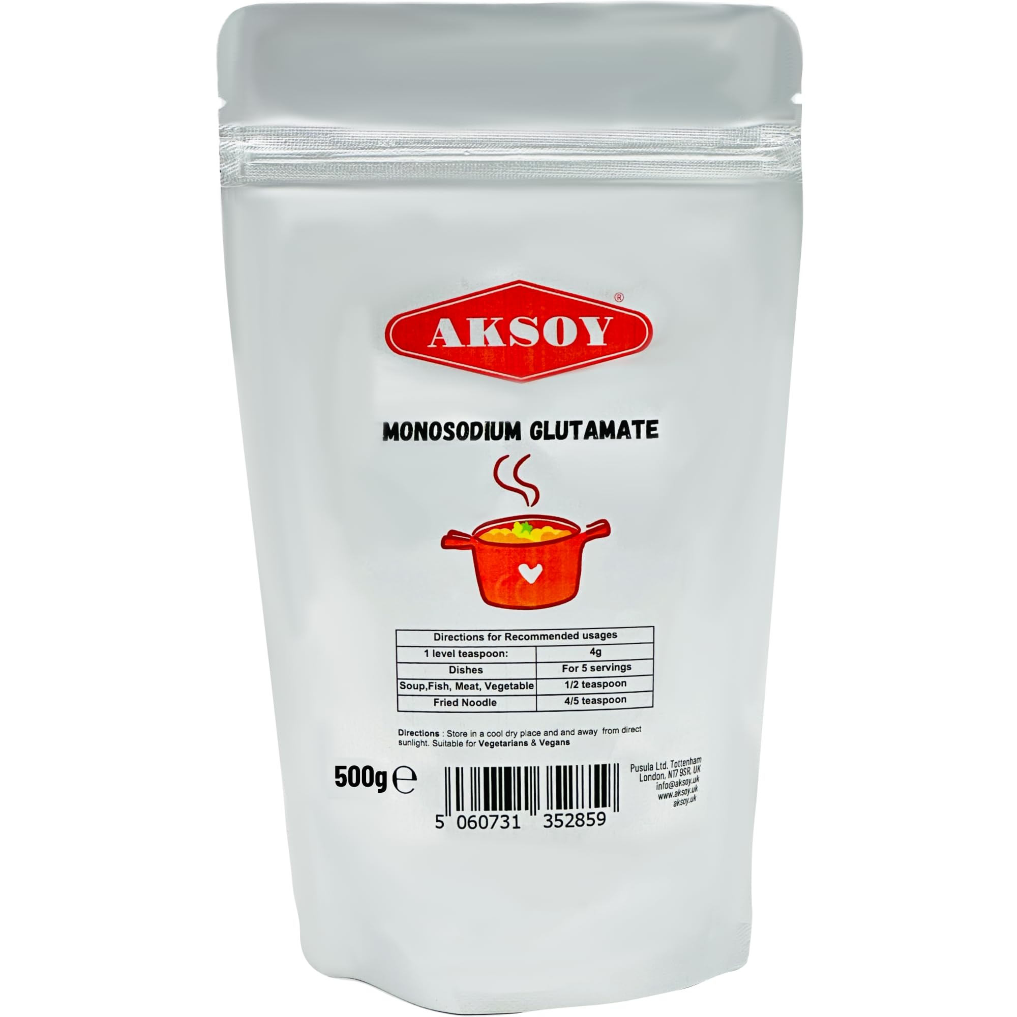 Aksoy 500g Premium MSG (Monosodium Glutamate) | Flavour Enhancer for Cooking, Seasoning, and Marinades for Asian Cuisine & Everyday Dishes (Packaging may vary)
