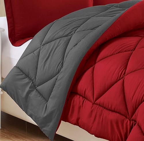 Miniatura 2 de Elegant Comfort Juego de edredón reversible acolchado de 3 piezas con relleno alternativo de plumón de ganso, relleno de edredón suave, calidez