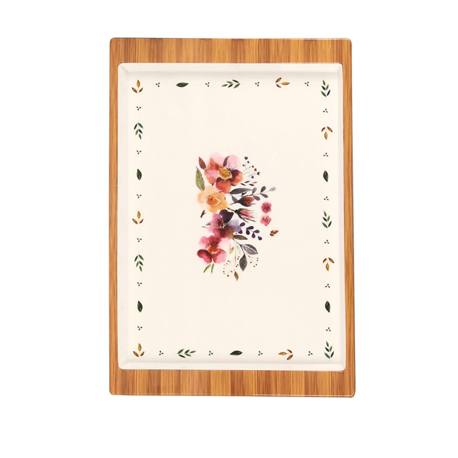 Bandeja para Servir Bandeja de Servir Bandeja Rectangular con Bandeja de Patrones Florales Bandeja Multiusos for el hogar Bandejas para Servir