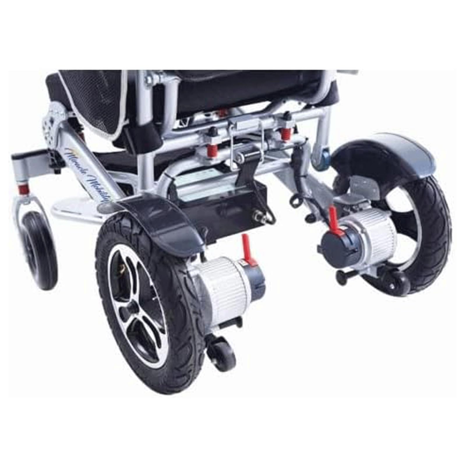 Silla de ruedas eléctrica, plegable, de aluminio, portátil, compacta, con dos potentes motores para viajes en avión
